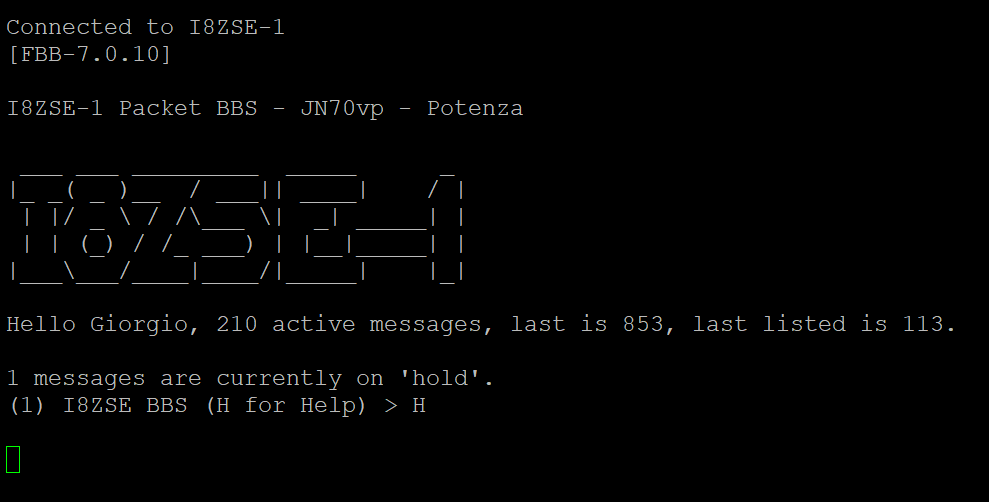 welcome message bbs packet